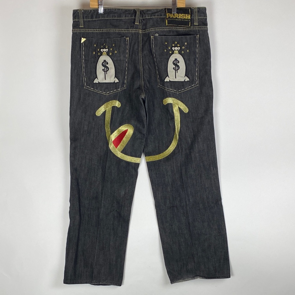 Rare Parish Jeans Baggy Button Fly Streetwear Grunge VTG Y2K Tag 40 Runs 38-39